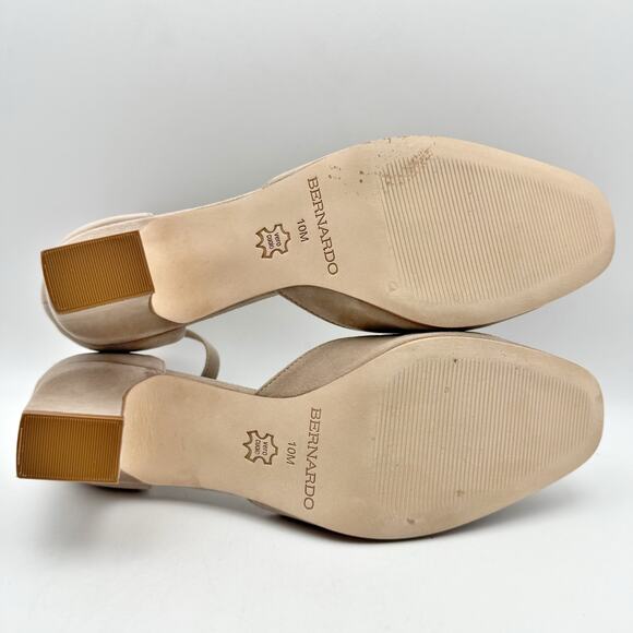 Bernardo Womens Remy Block Heel Pump US 10M EU 40 Beige Leather GUC - Picture 11 of 14